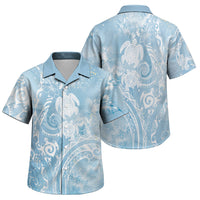 Aloha Hawaii Turtles Floral Family Matching Tank Maxi Dress and Hawaiian Shirt Aqua Marbles Glaze LT7 Son's Shirt Aqua - Polynesian Pride