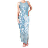 Aloha Hawaii Turtles Floral Family Matching Tank Maxi Dress and Hawaiian Shirt Aqua Marbles Glaze LT7 Mom's Dress Aqua - Polynesian Pride