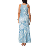 Aloha Hawaii Turtles Floral Family Matching Tank Maxi Dress and Hawaiian Shirt Aqua Marbles Glaze LT7 - Polynesian Pride