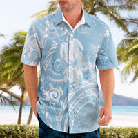 Aloha Hawaii Turtles Floral Hawaiian Shirt Aqua Marbles Glaze LT7 - Polynesian Pride