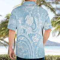 Aloha Hawaii Turtles Floral Hawaiian Shirt Aqua Marbles Glaze LT7 - Polynesian Pride