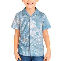 Aloha Hawaii Turtles Floral Hawaiian Shirt Aqua Marbles Glaze LT7 - Polynesian Pride