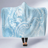Aloha Hawaii Turtles Floral Hooded Blanket Aqua Marbles Glaze LT7 One Size Aqua - Polynesian Pride