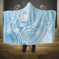 Aloha Hawaii Turtles Floral Hooded Blanket Aqua Marbles Glaze LT7 - Polynesian Pride