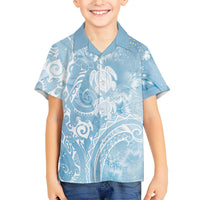 Aloha Hawaii Turtles Floral Kid Hawaiian Shirt Aqua Marbles Glaze LT7 Kid Aqua - Polynesian Pride