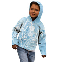 Aloha Hawaii Turtles Floral Kid Hoodie Aqua Marbles Glaze LT7 - Polynesian Pride