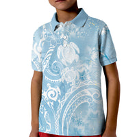 Aloha Hawaii Turtles Floral Kid Polo Shirt Aqua Marbles Glaze LT7 Kid Aqua - Polynesian Pride