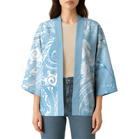 Aloha Hawaii Turtles Floral Kimono Aqua Marbles Glaze LT7 - Polynesian Pride