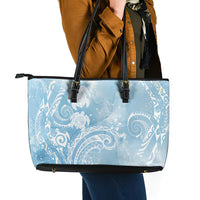Aloha Hawaii Turtles Floral Leather Tote Bag Aqua Marbles Glaze LT7 - Polynesian Pride