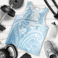 Aloha Hawaii Turtles Floral Men Tank Top Aqua Marbles Glaze LT7 - Polynesian Pride