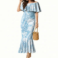 Aloha Hawaii Turtles Floral Mermaid Dress Aqua Marbles Glaze LT7 Women Aqua - Polynesian Pride