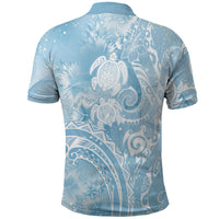 Aloha Hawaii Turtles Floral Polo Shirt Aqua Marbles Glaze LT7 - Polynesian Pride