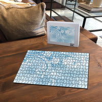 Aloha Hawaii Turtles Floral Puzzle Aqua Marbles Glaze LT7 - Polynesian Pride
