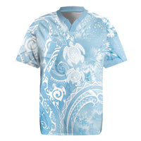 Aloha Hawaii Turtles Floral Rugby Jersey Aqua Marbles Glaze LT7 Aqua - Polynesian Pride
