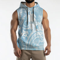 Aloha Hawaii Turtles Floral Sleeveless Hoodie Aqua Marbles Glaze LT7 - Polynesian Pride