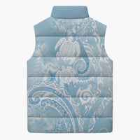 Aloha Hawaii Turtles Floral Sleeveless Puffer Jacket Aqua Marbles Glaze LT7 - Polynesian Pride