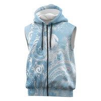 Aloha Hawaii Turtles Floral Sleeveless Zip Hoodie Aqua Marbles Glaze LT7 Aqua - Polynesian Pride