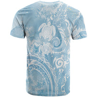 Aloha Hawaii Turtles Floral T Shirt Aqua Marbles Glaze LT7 - Polynesian Pride