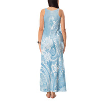 Aloha Hawaii Turtles Floral Tank Maxi Dress Aqua Marbles Glaze LT7 - Polynesian Pride