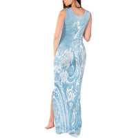 Aloha Hawaii Turtles Floral Tank Maxi Dress Aqua Marbles Glaze LT7 - Polynesian Pride