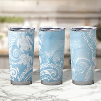 Aloha Hawaii Turtles Floral Tumbler Cup Aqua Marbles Glaze LT7 - Polynesian Pride
