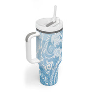 Aloha Hawaii Turtles Floral Tumbler With Handle Aqua Marbles Glaze LT7 - Polynesian Pride