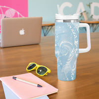 Aloha Hawaii Turtles Floral Tumbler With Handle Aqua Marbles Glaze LT7 - Polynesian Pride