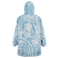 Aloha Hawaii Turtles Floral Wearable Blanket Hoodie Aqua Marbles Glaze LT7 - Polynesian Pride