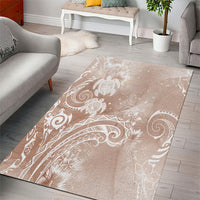 Aloha Hawaii Turtles Floral Area Rug Taupe Marbles Glaze LT7 - Polynesian Pride