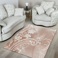 Aloha Hawaii Turtles Floral Area Rug Taupe Marbles Glaze LT7 - Polynesian Pride