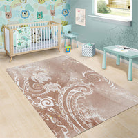 Aloha Hawaii Turtles Floral Area Rug Taupe Marbles Glaze LT7 - Polynesian Pride