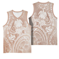 Aloha Hawaii Turtles Floral Basketball Jersey Taupe Marbles Glaze LT7 - Polynesian Pride