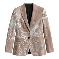 Aloha Hawaii Turtles Floral Blazer Taupe Marbles Glaze LT7 Unisex Taupe - Polynesian Pride