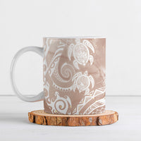 Aloha Hawaii Turtles Floral Ceramic Mug Taupe Marbles Glaze LT7 Taupe - Polynesian Pride