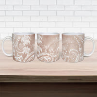 Aloha Hawaii Turtles Floral Ceramic Mug Taupe Marbles Glaze LT7 - Polynesian Pride