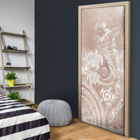 Aloha Hawaii Turtles Floral Door Cover Taupe Marbles Glaze LT7 - Polynesian Pride