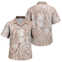 Aloha Hawaii Turtles Floral Family Matching Mermaid Dress and Hawaiian Shirt Taupe Marbles Glaze LT7 Son's Shirt Taupe - Polynesian Pride