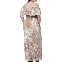 Aloha Hawaii Turtles Floral Family Matching Off Shoulder Maxi Dress and Hawaiian Shirt Taupe Marbles Glaze LT7 - Polynesian Pride