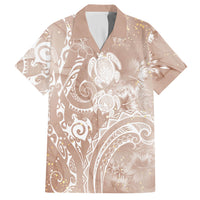 Aloha Hawaii Turtles Floral Hawaiian Shirt Taupe Marbles Glaze LT7 Taupe - Polynesian Pride