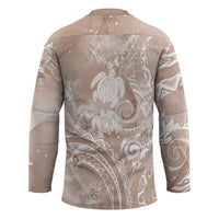 Aloha Hawaii Turtles Floral Hockey Jersey Taupe Marbles Glaze LT7 - Polynesian Pride