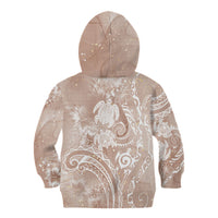 Aloha Hawaii Turtles Floral Kid Hoodie Taupe Marbles Glaze LT7 - Polynesian Pride