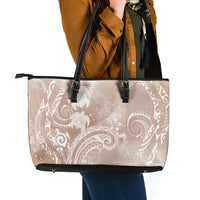 Aloha Hawaii Turtles Floral Leather Tote Bag Taupe Marbles Glaze LT7 - Polynesian Pride