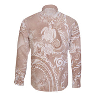 Aloha Hawaii Turtles Floral Long Sleeve Button Shirt Taupe Marbles Glaze LT7 - Polynesian Pride