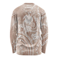 Aloha Hawaii Turtles Floral Long Sleeve Shirt Taupe Marbles Glaze LT7 - Polynesian Pride