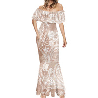 Aloha Hawaii Turtles Floral Mermaid Dress Taupe Marbles Glaze LT7 - Polynesian Pride