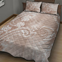 Aloha Hawaii Turtles Floral Quilt Bed Set Taupe Marbles Glaze LT7 - Polynesian Pride