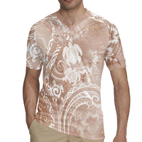 Aloha Hawaii Turtles Floral Rugby Jersey Taupe Marbles Glaze LT7 - Polynesian Pride