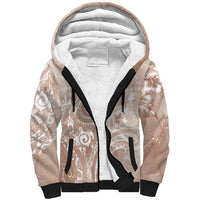 Aloha Hawaii Turtles Floral Sherpa Hoodie Taupe Marbles Glaze LT7 Unisex Taupe - Polynesian Pride