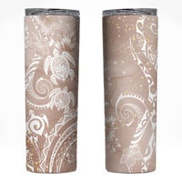 Aloha Hawaii Turtles Floral Skinny Tumbler Taupe Marbles Glaze LT7 Taupe - Polynesian Pride