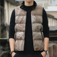 Aloha Hawaii Turtles Floral Sleeveless Puffer Jacket Taupe Marbles Glaze LT7 - Polynesian Pride